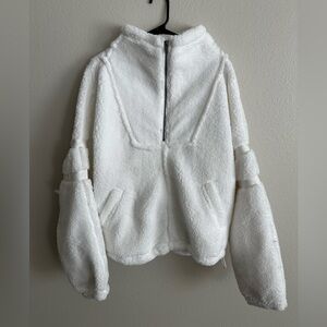 Free People White Nantucket Fleece Jacket